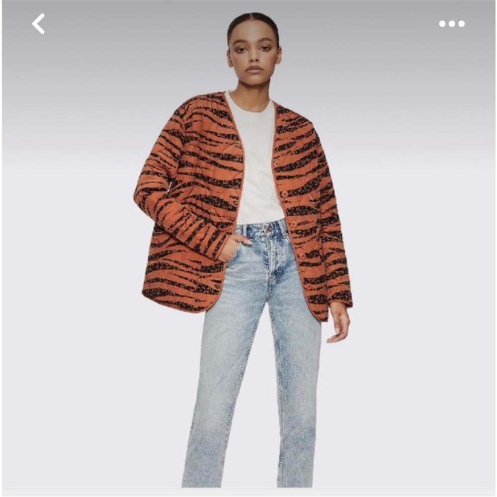 NEW Anine Bing animal print tiger stripes puffer Jacket size S